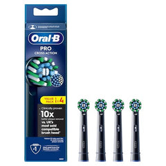 Oral-B Pro Cross Action Electric Toothbrush Head, X-Shape And Angled Bristles for Deeper Plaque Removal, Pack of 4 Toothbrush Heads, Black