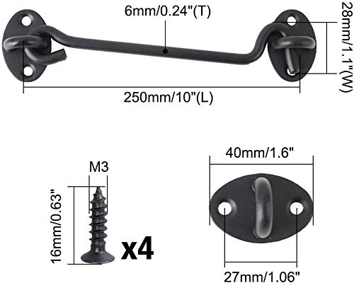 Cabin Hook Stainless Steel Latch and Eye Privacy Hooks Door Stay with Screws Lock for Gate Shutters Window Slide Barn Shed Patio Door - Matte Black