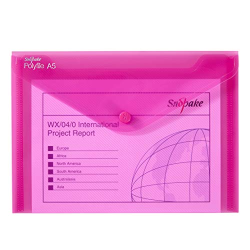 Snopake A5 Polyfile Popper Wallet with Press Stud Closure – Electra Assorted [Pack of 5] Ref: 11355