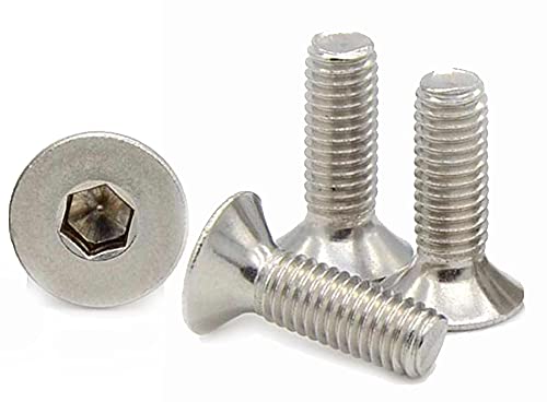 M6 (6mm x 16mm Inc Head) Hex Socket Countersunk Machine Screws - A2 Grade Stainless Steel (Pack of 20)