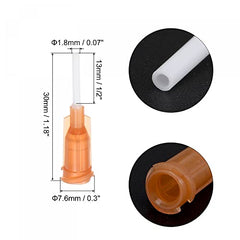 sourcing map 50 Pcs 15G Plastic Dispensing Needles, 1/2 inches PP Glue Needle Tube Blunt Luer Lock Tips with PP Flexible Needle for Liquid Glue Gun, Amber