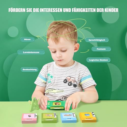 Talking Flash Cards for Toddler Toys for 2 3 4 5 6 Year Old Baby Boys Preschool Learning Resources Sensory Toys for Autism Educational Montessori Toys with 224 Words Interactive Gifts For Kids Age 2-6