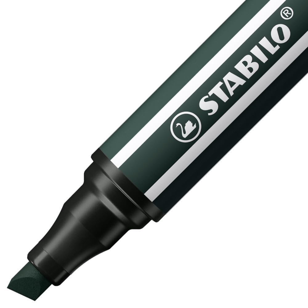 Premium Fibre-Tip Pen with Chisel Tip - STABILO Pen 68 MAX - Pack of 5 - Earth Green