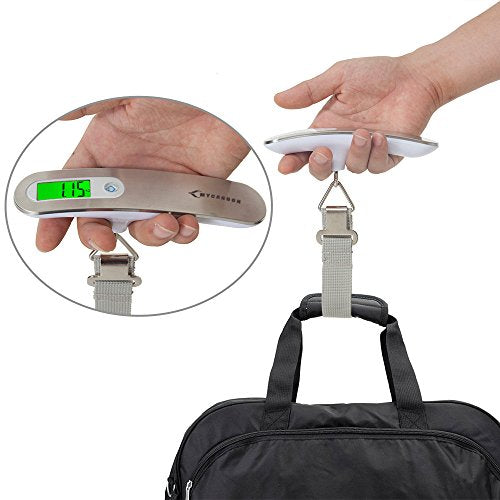 Luggage Scale MYCARBON Portable Digital Scale Electronic Suitcase Scale Hanging Scales Luggage Weighing Scale 110 Pound / 50 Killogram Capacity With Backlit With Tare Function Lightweigh for Travel