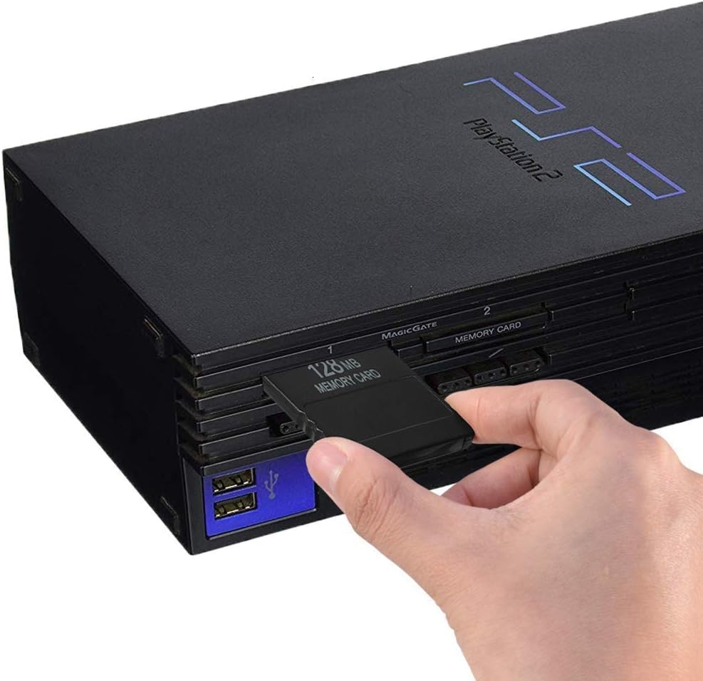 Gamer Gear 128MB PS2 Memory Card storage compatible with the classic PlayStation 2, PS2 (PS2 games only). High Speed Black Game saving storage accessory