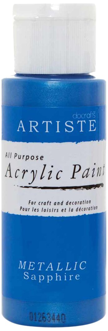 Artiste Acrylic Paint 59ml 2Oz Metallic Sapphire, Quick-Drying Professional Art, Craft And Hobby Artists Paint, Vibrant Colour, Water-Based Paints Cover All Surfaces With Ease, Ideal For Travel Artists