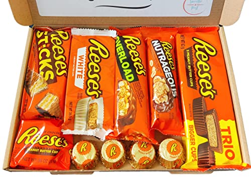 Reeses American Chocolate Gift Box   Reese's Peanut Butter Chocolate Hamper   Reese American Candy Gift Set Selection   Chocolate Letterbox Friendly Gift Box   Chocolate Gift for Reeses Lovers