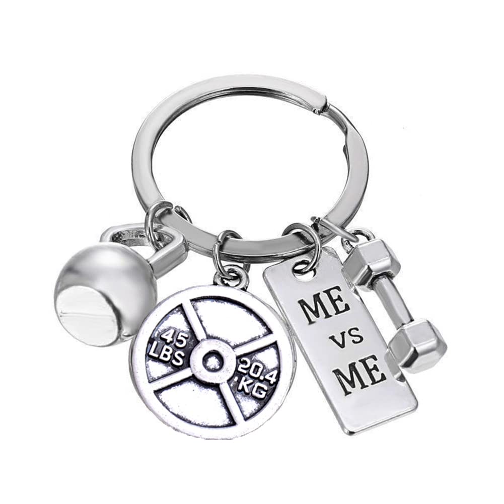 ShiQiao Spl Fitness Keychains with Quotes Weight Plate Dumbbell Kettlebell Charms Keyring