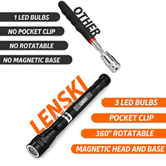 Lenski Gifts for Men, Fathers Day Presents from Daughter/Son, Mens Gifts for Dad, Birthday Gifts for Him, Gadgets for Men, Gifts for Men Who Have Everything Telescopic Magnetic Pickup Tool with LED