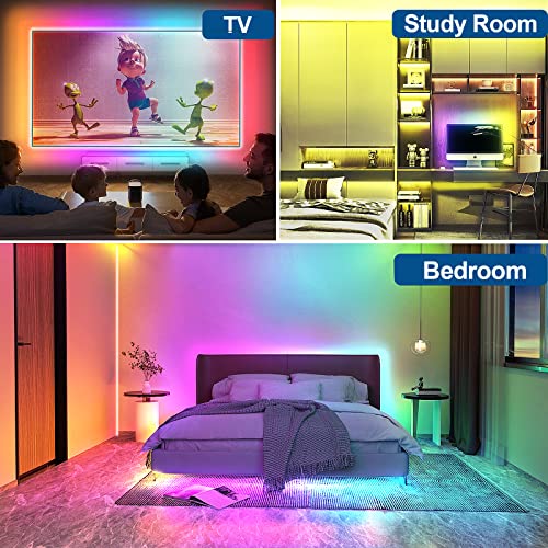 Meiyue LED TV Backlights, 4M TV LED Lights for 55-75 inch TV, PC Backlights, RGBIC TV LED Backlight with Music Sync, Remote Bluetooth APP Control TV LED Strip Lights USB Powered for Room Xmas Decor