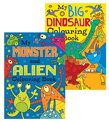 Squiggle - Boys A4 My Monster/Alien & Big Dinosaur Colouring Books - Set of 2