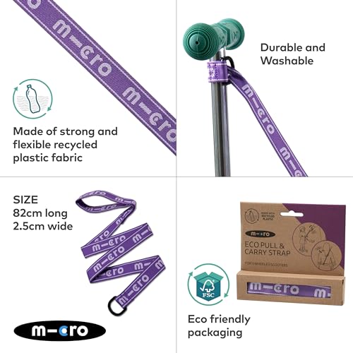 Micro Scooters   Eco Pull and Carry Strap   Scooter Accessories   Handlebar Reins   Pull Along   Boys & Girls   83cm   Purple