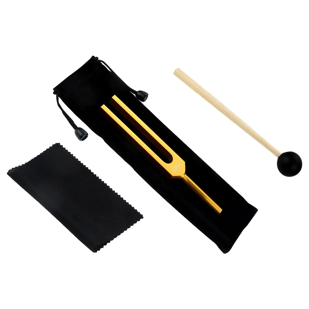 DRELD 528 Hz Tuning Forks For Healing, DNA Repair Healing Tuner Sound Healing Musical Instrument with Cleaning Cloth and Silicone Hammer, Golden