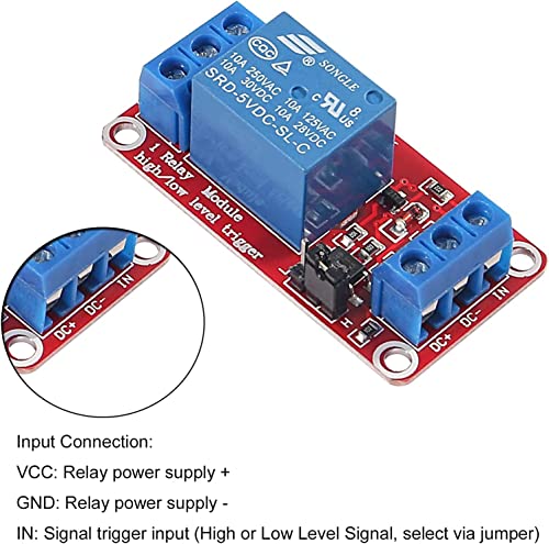 DUBEUYEW DC 5V Relay Module 1-Channel Relay Switch with Optocoupler Isolation High/Low Level Trigger(3PCS)