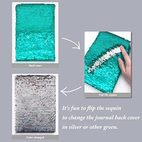 Sequin Secret Diary for Girls, 8.5x5.5 Inches 160 Lined Pages Filp Reversible Sequin Kids Journal for Teenage Boys & Girls Notebook Mermaid Gifts for Girls Birthday Presents 6 7 8 9 10 Years Old