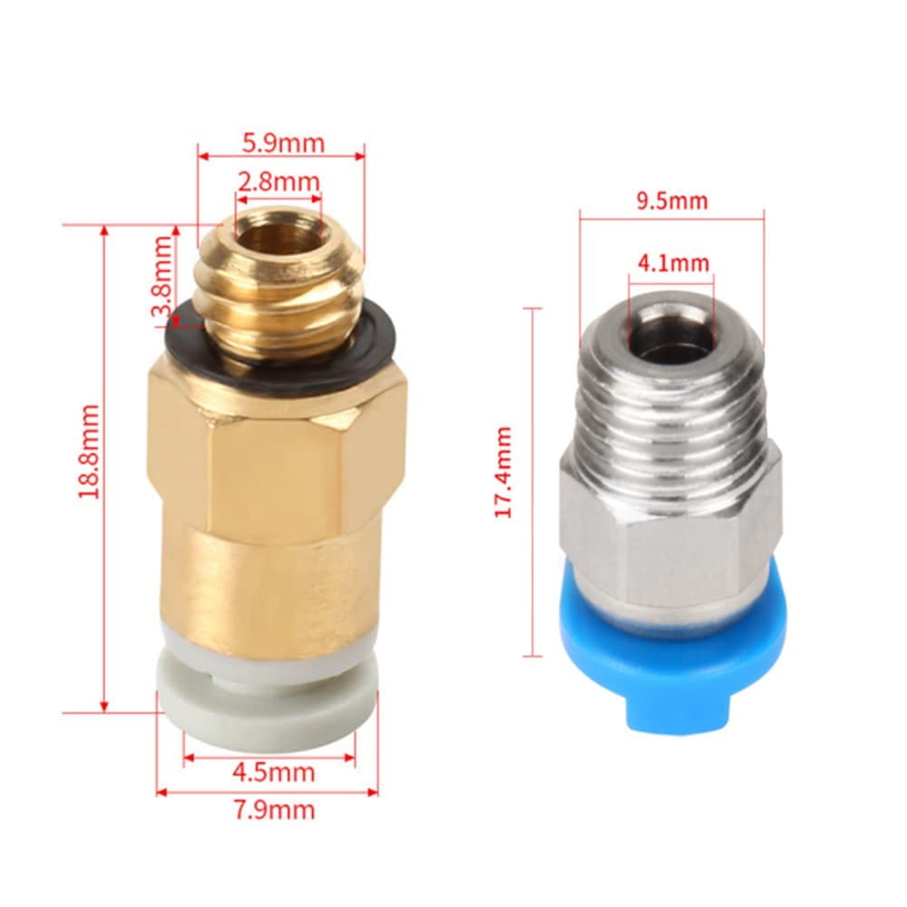 Creality Official Pneumatic Joint Connector PC4-M6 and PC4-M10 Pneumatic Fitting, Bowden Tube Coupler for 3D Printer Bowden Extruder of Ender 3/3 Pro/3 V2/3 Max/3 Max Neo, Ender 5/5 Pro/5 Plus