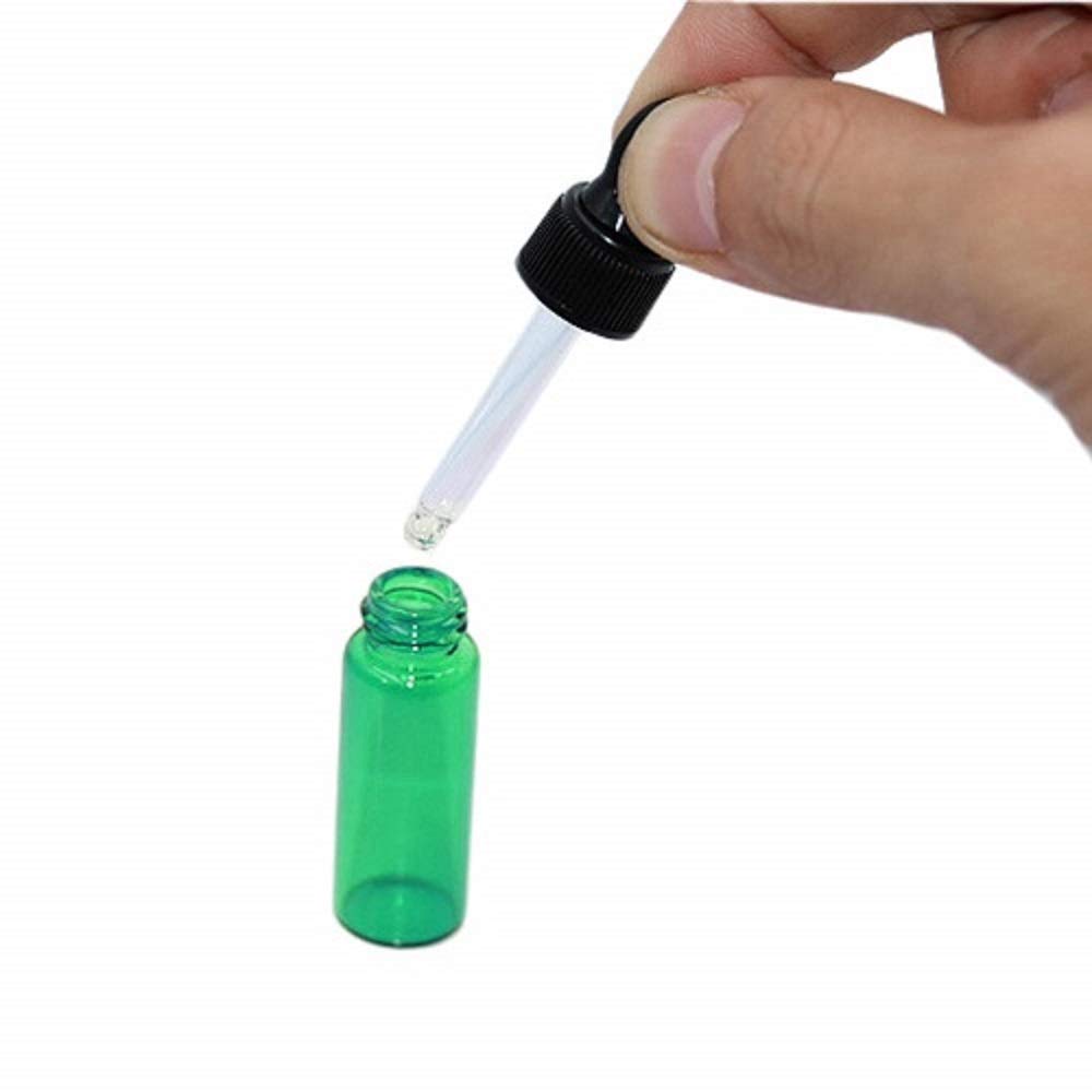 CMJ 2 x 5ml GREEN Glass Bottle Ear Eye Drops Pipette Dropper Aromatherapy Empty