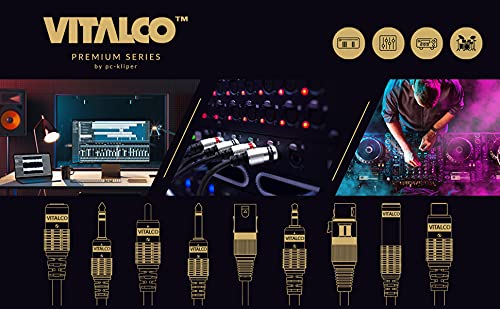 VITALCO XLR Female to 6.35 Jack Stereo Male Adapter 1/4 Jack TRS to 3 Pin Microphone Audio Cable