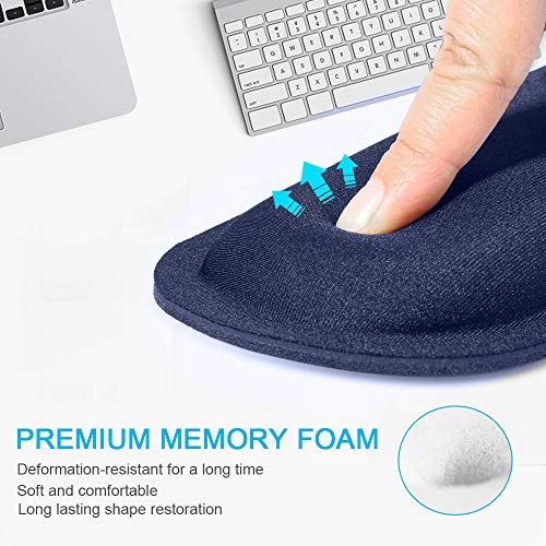 TECKNET Mouse Mat with Memory Foam Rest -Non-slip Rubber base- Special-Textured Water-Resistant Surface