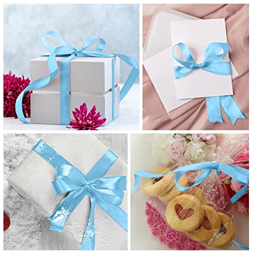 OWill Sky Blue Satin Ribbon, Double Sided Polyester 20mm X 22m(24 Yards) Gift Wrapping Ribbon for Cake Decoration, DIY Sewing Project, Party Balloon & Hair Bows