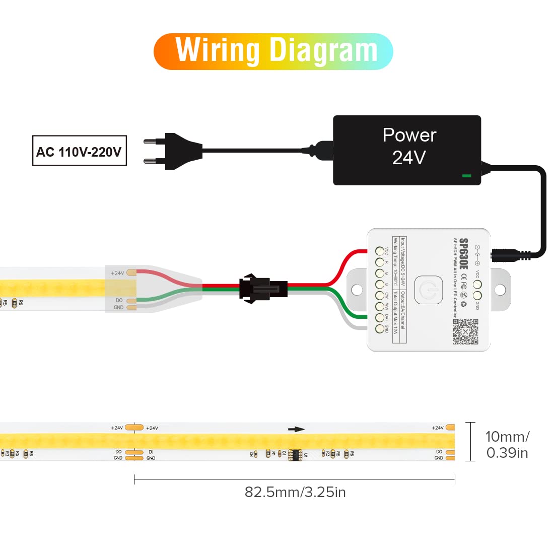 BTF-LIGHTING FCOB SPI COB CCT Flexible High Density Uniform Chasing Color Tunable LED Strip CRI 90and WS2811 IC 3000K-6000K 5M 576LEDs/m 10W/M DC24V IP30(No Power Adapter and Controller)