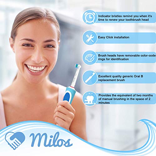 Milos Replacement Electric Toothbrush Head Set - 8-Pack of Replacement Toothbrush Heads Compatible w/Oral B and Braun - Teeth Cleaning Accessories