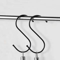 Yesmin 10 Pack in S Shaped Hooks Hanging Hooks Hangers for Bathroom, Bedroom, Office and Kitchen(Black & Medium)