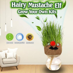 Grow Your Own Kits - Grow Your Own Hairy Mustache Man - Perfect and Funny Gift for Men Women Kids - Fresh Grass Plant for Home and Garden Decoration