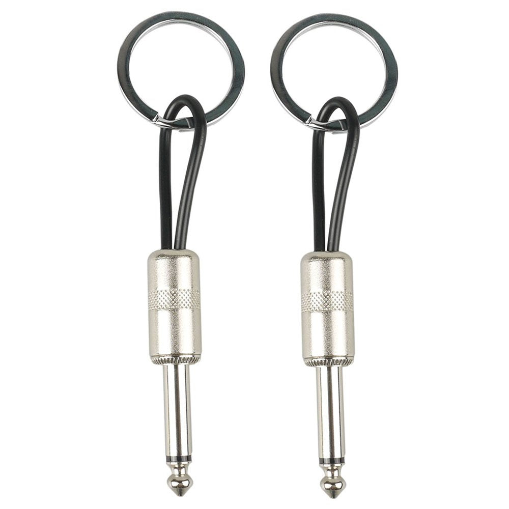 Mr.Power Guitar Audio Cable Plug Keychain Key Ring Metal Idea Musical Gift 2 Pcs (2 Silver)