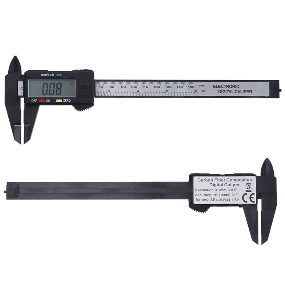 Bestgle Digital Caliper, Accuracy LCD Screen Electronic Digital Vernier Caliper Gauge Carbon Fiber Mircometer Ruler Measuring Tool for Length Width Depth Measurement, 150mm/6inch