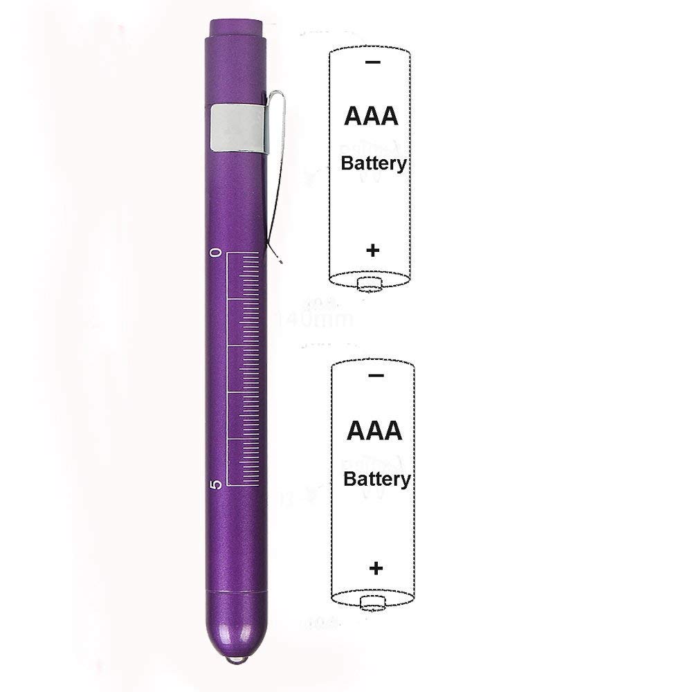 Diagnostic Medical Penlight (2 Packs), CAVN Mini Reusable LED Penlight Flashlight Pen Torch, Torch Doctor Nurse EMT Emergency Pen Light (Purple and Pink)