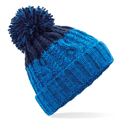 Beechfield B437 Apres Beanie - Azure Blue/Oxford Navy