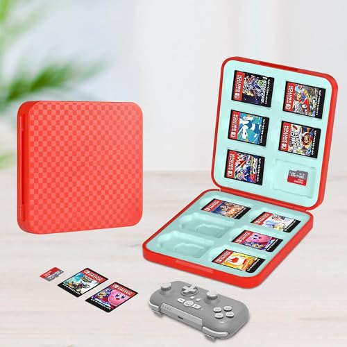 Vicloon Game Card Case for Nintendo Switch, Game Card Holder Game Storage with 12 Switch Game and Micro SD Storage Slots, Switch Games Holder case for Switch Game Card & SD Card Storage (Red)