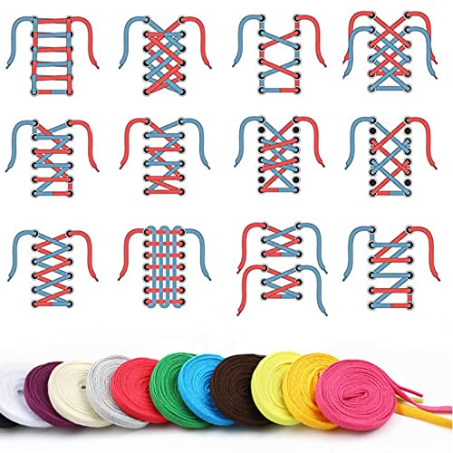 WanderGo 20 Pairs Colored Shoe Laces Flat Shoelaces, Multipack Shoestrings for Sneakers Skate Shoe Laces Boots Sport Shoes, Durable Replacement for Athletic Shoe Laces, 120cm/47inch, 20 Colors