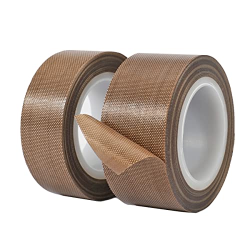 Qrity 2 PCS High Temp Tape 20mm x 10m, PTFE Tape, Teflon Tape, High Temperature Adhesive Tape, Thickness 0.18 mm, for Vacuum Sealer Machine, Hand or Impulse Sealer, Heat Resistant Up to 300℃