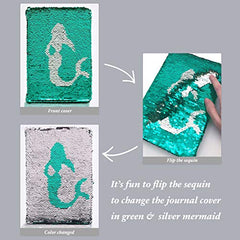 Sequin Secret Diary for Girls, 8.5x5.5 Inches 160 Lined Pages Filp Reversible Sequin Kids Journal for Teenage Boys & Girls Notebook Mermaid Gifts for Girls Birthday Presents 6 7 8 9 10 Years Old