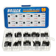 BOJACK 10 Values 50 Pcs LM317 L7805 L7806 L7808 L7809 L7810 L7812 L7815 L7818 L7824 TO-220 Package High Current Positive Voltage Regulator Assortment Kit