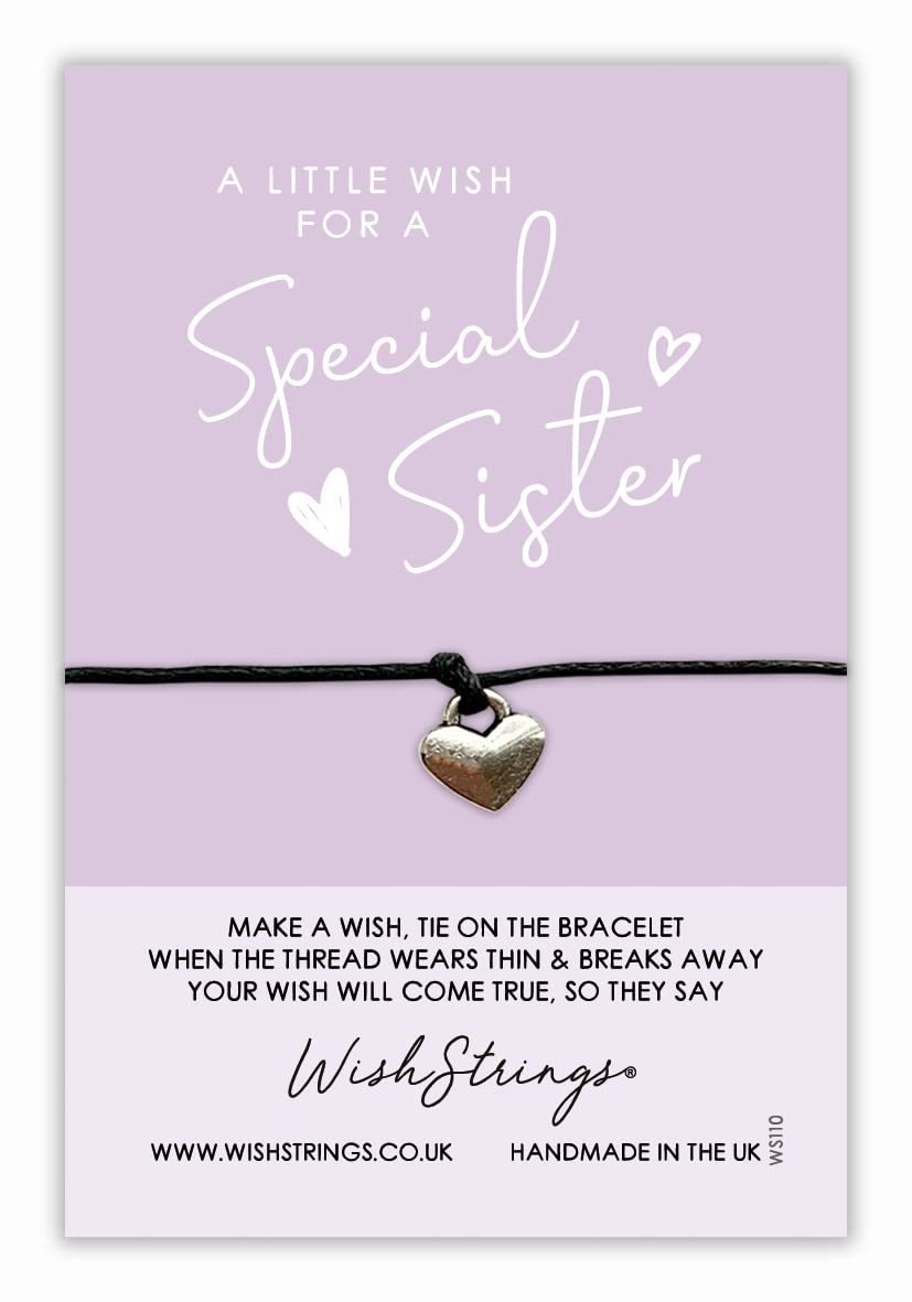 Special Sister, WishStrings Wish Bracelet on Gift Card   Thoughtful Gift under 5 pound   Gift for Sister, Sisters BFF, Sister Bracelet, sentimental jewellery