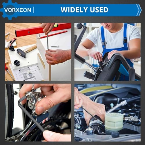 VORXEON 9PCS Allen Wrench Hex Key Set 1.5mm-10mm, Metric Long Ball End Allen Key Set L-Key with Visible Coding for Bike Motorcycle Repair Furniture Assembly Household DIY