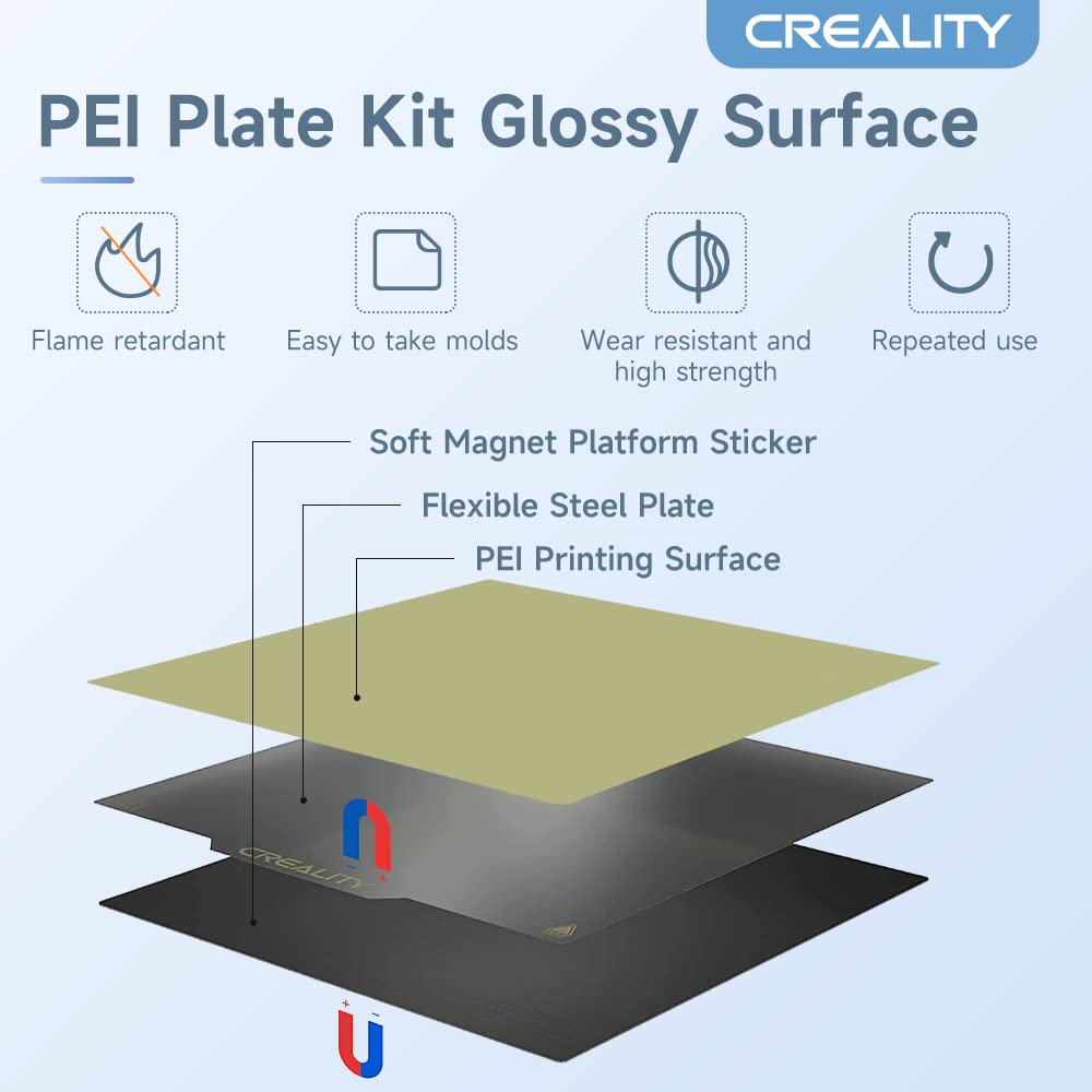 Creality Official Ender 3 Max Neo Bed Upgrade, PEI Sheet 310 x 320mm Removable Magnetic Flexible Texture Surface Heated Bed Plate Build for CR-10S PRO/CR-10 V2/ CR-10 V3/ CR-X/CR-X Pro/Ender-3 Max