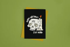 Stay Weird Gothic Witchy Skull & Candle Card, Happy Birthday - For Teen Girl or Boy Men Women