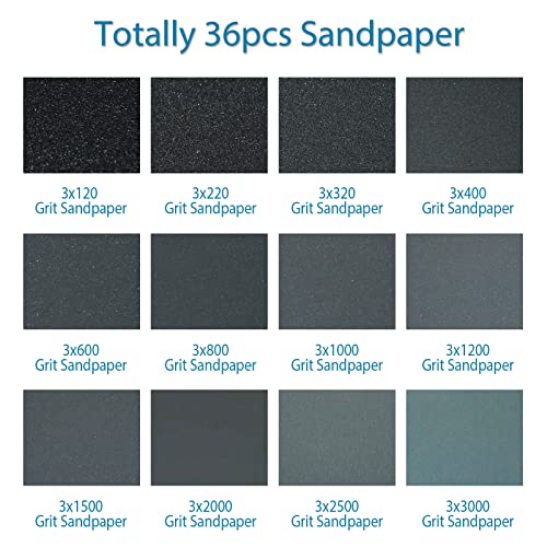 120 To 3000 Assorted Grit Sandpaper, 23 x 9 cm, 36-Sheet (36-Sheet sandpaper)