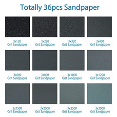 120 To 3000 Assorted Grit Sandpaper, 23 x 9 cm, 36-Sheet (36-Sheet sandpaper)