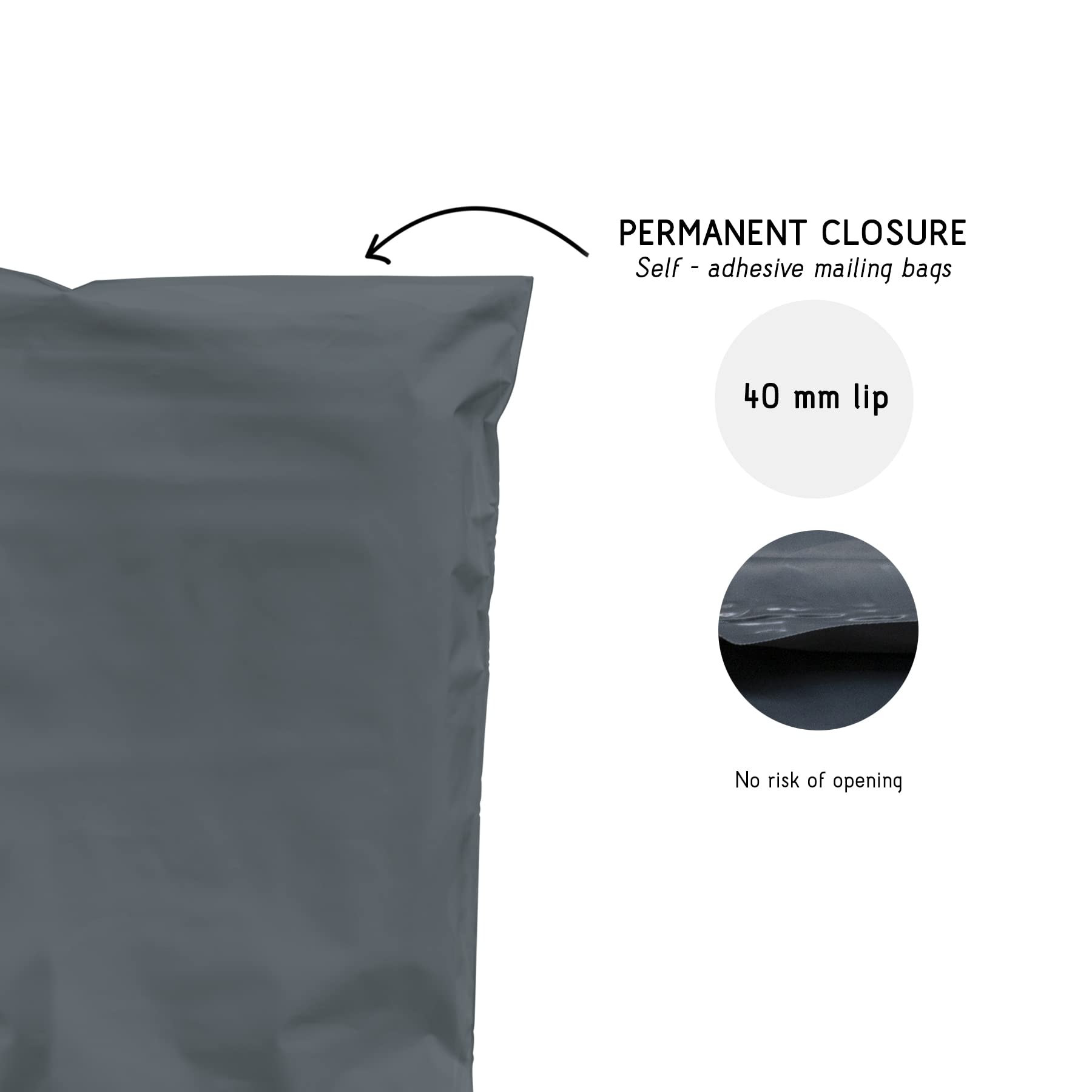 Straame 60 Mixed Size Grey Mailing Postal Bags, Self-Seal Closure Packaging Bags, Delivery Mailing Bag Flexible and Tempered Proof, 4 Sizes Small to Large Postal Bags 15 Each