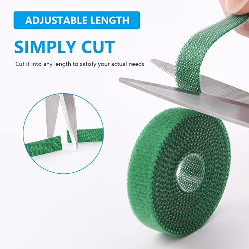 URAQT Green Garden Plants Tie,Tape Plant Ties Self Adhesive Tape Hook Loop Garden Strips Adjustable Tree Ties Plant Stake Cane Supports Wrap Tape for Gardening Sticky Strips (10m)