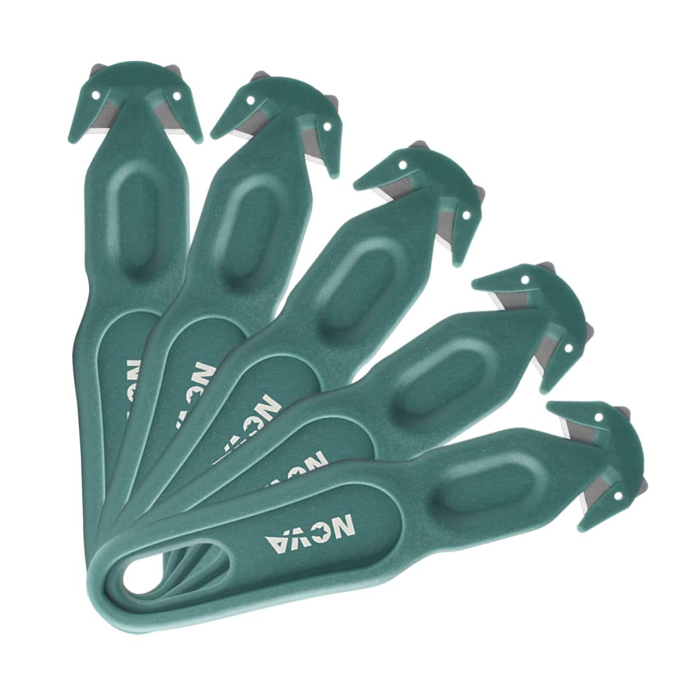 Nova Safety Cutter Tool, Ergonomic Film Cutting Blade, Box, Strap, Carton and Package Opener (Green, 5 Pack)…