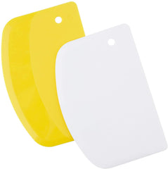 LUTER 2pcs 13.5x9cm/5.3x3.5 inches Dough Scraper Plastic Pastry Cutter Bowl Scrapers Dough Bread Cutters for Cake Decorating Baking (Yellow, White)