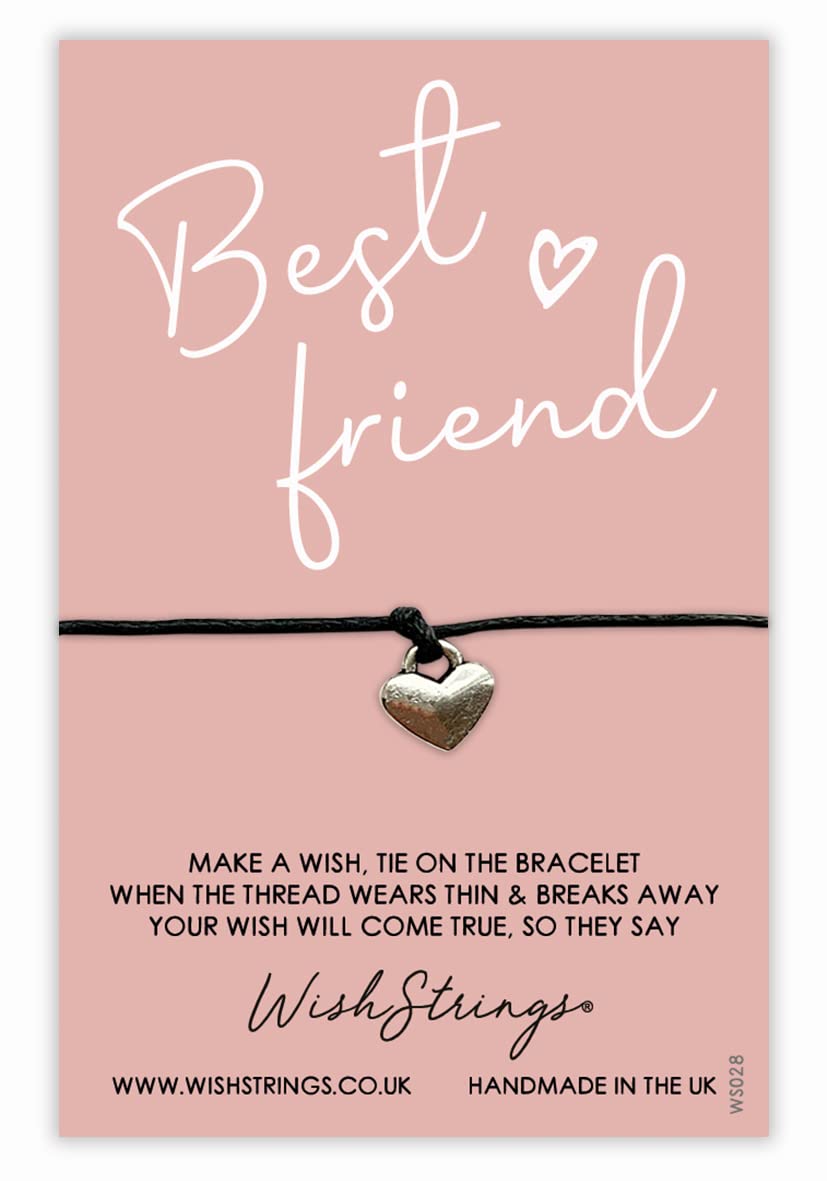 WishStrings, Best Friend BFF - Friendship Bracelet – Beautiful String Bracelets with Tibetan Charm – Make a Wish Best Friend Bracelet – Hand Strung and Knotted Bracelet – Sentimental Jewellery