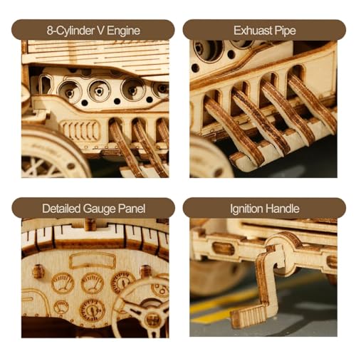 ROWOOD Car Wooden Model Kits for Adults to Build, 3D Wooden Puzzle Car, Vehicle Building Kits, DIY Crafts Kit, Creative Gift for Christmas