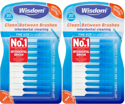 Wisdom Clean Between Fine Blue Brushes - Pack of 2, Total 40